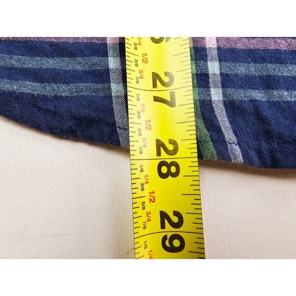 Salt Valley Sz Small Mens Navy Stripe Check Light Flannel Snap Cotton Logo Shirt - Picture 9 of 11